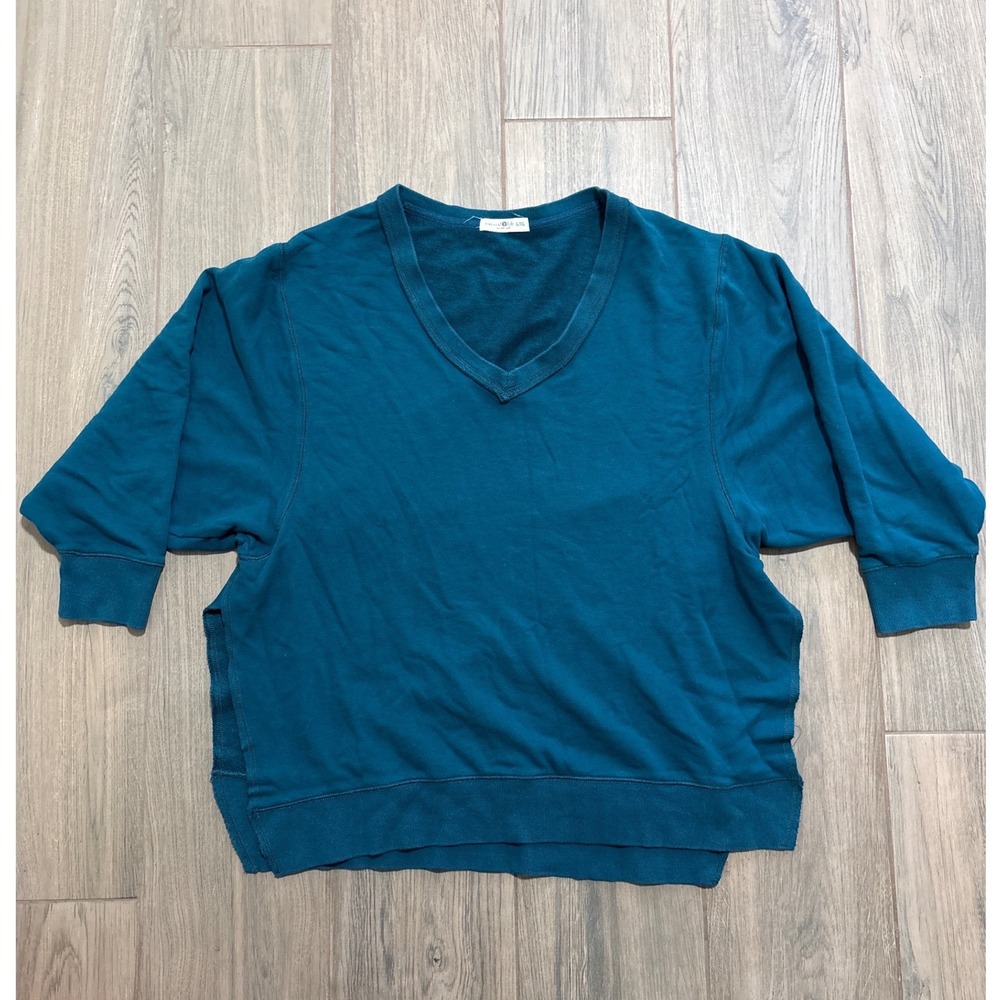 Natural Life oversized Teal Dolman Sleeve Deep V neck Sweatshirt size L/XL